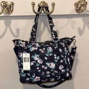NWT - Vera Bradley Navy Garden Multi-Strap Shoulder Bag in Performance Twill